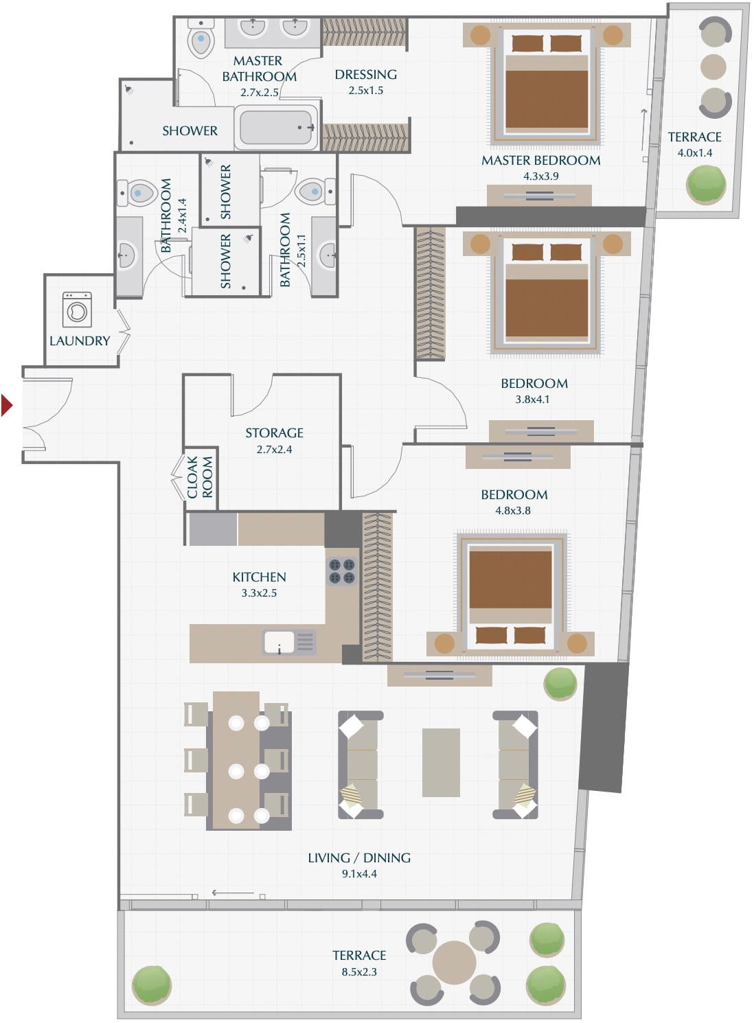 Wasl Park Gate Residences - 3 Bedroom Apartments